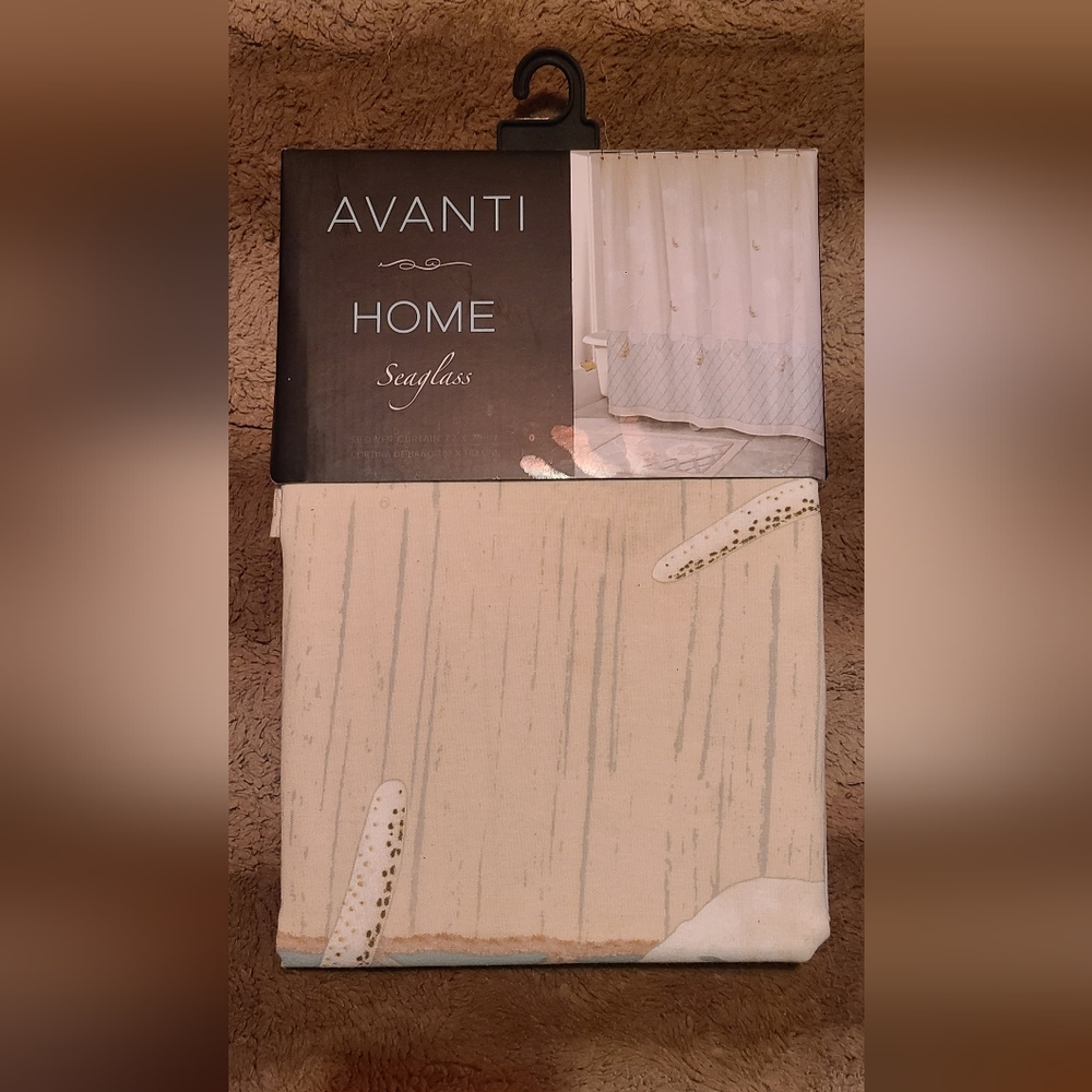 Avanti Cream and Tan Shower Curtain
